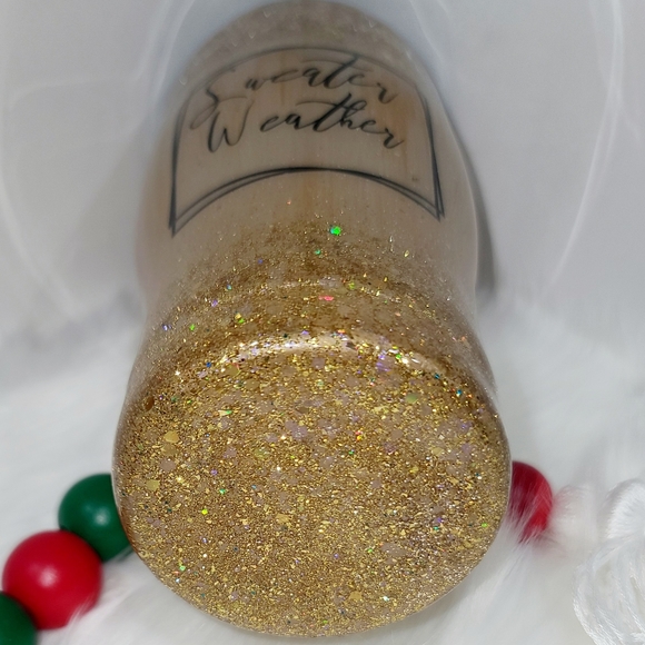 Gold Glitter Sweater Weather Tumbler - Picture 6 of 8